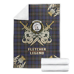 Fletcher of Dunans Tartan Gold Courage Symbol Blanket