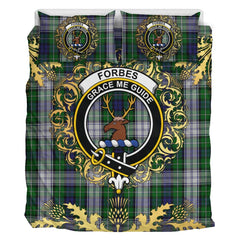Forbes Dress Tartan Crest Bedding Set - Golden Thistle Style