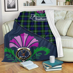 Forbes Tartan Crest Premium Blanket - Thistle Style