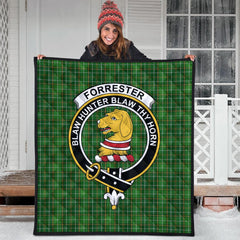 Forrester or Foster Hunting Tartan Crest Quilt
