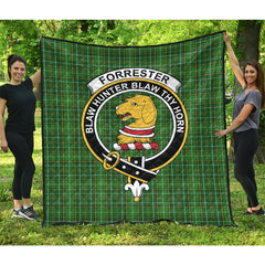 Forrester or Foster Hunting Tartan Crest Quilt