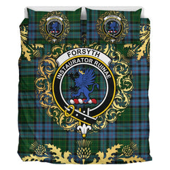 Forsyth 01 Tartan Crest Bedding Set - Golden Thistle Style