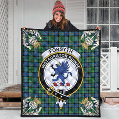 Forsyth Ancient Tartan Crest Premium Quilt - Gold Thistle Style