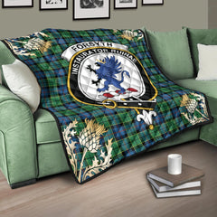 Forsyth Ancient Tartan Crest Premium Quilt - Gold Thistle Style