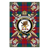 Fotheringham Modern Tartan Crest Black Garden Flag - Gold Thistle Style