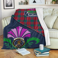 Fotheringham Tartan Crest Premium Blanket - Thistle Style