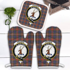 Fraser Hunting Modern Tartan Crest Oven Mitt And Pot Holder (2 Oven Mitts + 1 Pot Holder)