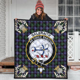 Galbraith Modern Tartan Crest Premium Quilt - Gold Thistle Style