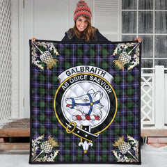 Galbraith Modern Tartan Crest Premium Quilt - Gold Thistle Style