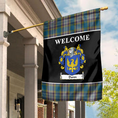 Dunn Tartan Crest Black Garden Flag