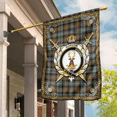Gordon Weathered Tartan Crest Garden Flag - Celtic Thistle Style