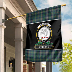 Kennedy Modern Tartan Crest Garden Flag - Welcome Style