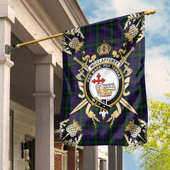 McClafferty Tartan Crest Black Garden Flag - Gold Thistle Style