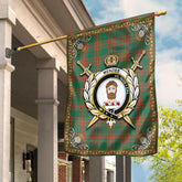 Menzies Green Ancient Tartan Crest Garden Flag - Celtic Thistle Style