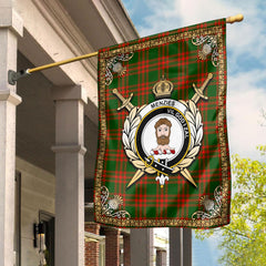 Menzies Green Modern Tartan Crest Garden Flag - Celtic Thistle Style