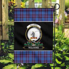 Elliott Modern Tartan Crest Garden Flag - Welcome Style