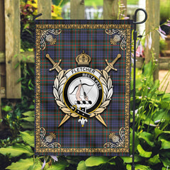 Fletcher of Dunans Tartan Crest Garden Flag - Celtic Thistle Style