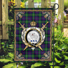 Inglis Modern Tartan Crest Garden Flag - Celtic Thistle Style