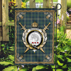 Kennedy Modern Tartan Crest Garden Flag - Celtic Thistle Style