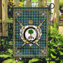 Mowat Ancient Tartan Crest Garden Flag - Celtic Thistle Style