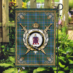 Ogilvie Hunting Ancient Tartan Crest Garden Flag - Celtic Thistle Style