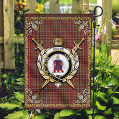Ogilvie Tartan Crest Garden Flag - Celtic Thistle Style