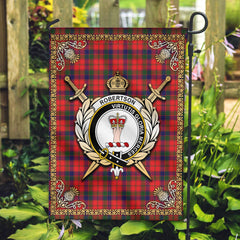 Robertson Modern Tartan Crest Garden Flag - Celtic Thistle Style