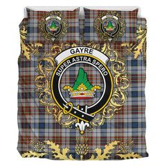 Gayre Arisaidh Tartan Crest Bedding Set - Golden Thistle Style