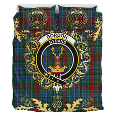 Gordon 03 Tartan Crest Bedding Set - Golden Thistle Style