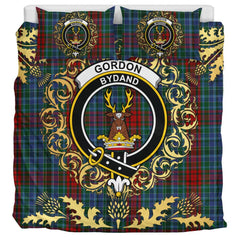 Gordon 03 Tartan Crest Bedding Set - Golden Thistle Style