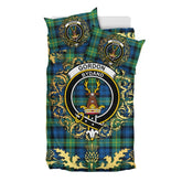 Gordon Ancient Tartan Crest Bedding Set - Golden Thistle Style