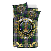 Gordon Dress 06 Tartan Crest Bedding Set - Golden Thistle Style