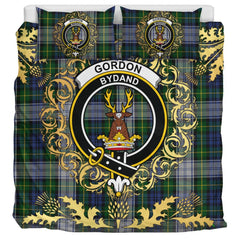 Gordon Dress Tartan Crest Bedding Set - Golden Thistle Style