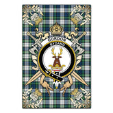 Gordon Dress Ancient Tartan Crest Black Garden Flag - Gold Thistle Style