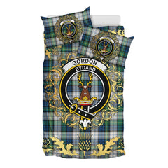 Gordon Dress Ancient Tartan Crest Bedding Set - Golden Thistle Style