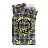 Gordon Dress Modern Tartan Crest Bedding Set - Golden Thistle Style