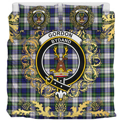 Gordon Dress Modern Tartan Crest Bedding Set - Golden Thistle Style