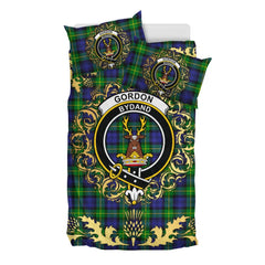 Gordon Modern Tartan Crest Bedding Set - Golden Thistle Style