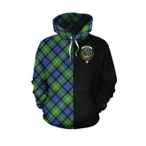 Gordon Old Ancient Tartan Hoodie Half of Me - Cross Style