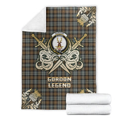 Gordon Weathered Tartan Gold Courage Symbol Blanket