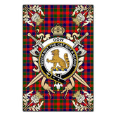 Gow Modern Tartan Crest Black Garden Flag - Gold Thistle Style