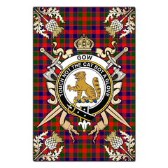 Gow Modern Tartan Crest Black Garden Flag - Gold Thistle Style