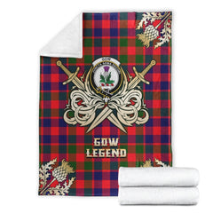 Gow of Skeoch Tartan Gold Courage Symbol Blanket