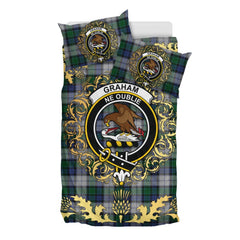 Graham Dress Tartan Crest Bedding Set - Golden Thistle Style