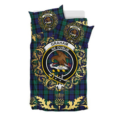 Graham of Menteith Tartan Crest Bedding Set - Golden Thistle Style