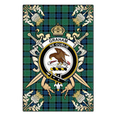 Graham of Menteith Ancient Tartan Crest Black Garden Flag - Gold Thistle Style