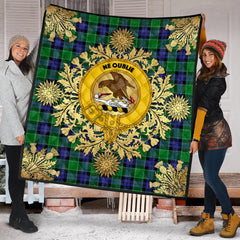 Graham Of Menteith Modern Tartan Crest Premium Quilt - Gold Thistle Style