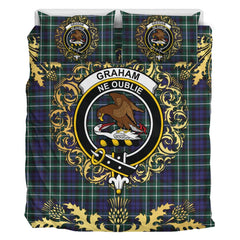 Graham of Montrose Modern Tartan Crest Bedding Set - Golden Thistle Style