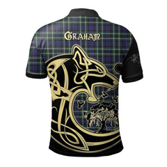 Graham of Montrose Modern Tartan Polo Shirt Viking Wolf