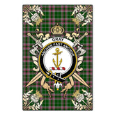 Gray Hunting Tartan Crest Black Garden Flag - Gold Thistle Style